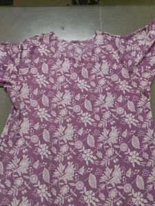 Purple Floral Print Kurta