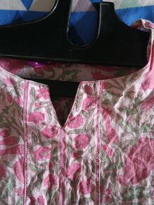 pink cotton short kurta