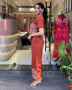 Trendy Red Ethnic Kurta Set with White Print