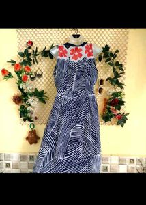 Stylish Blue &amp; White Zebra Print sun dress