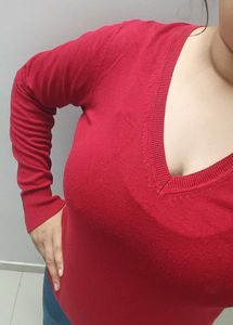 Cozy Red V-Neck Sweater