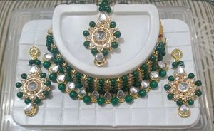 Elegant Green &amp; Gold Jewelry Set