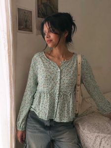 🌸 Fame Forever Floral Peplum Top | Pastel Mint |