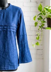 Elegant Navy Blue Kurti with Bell Sleeves