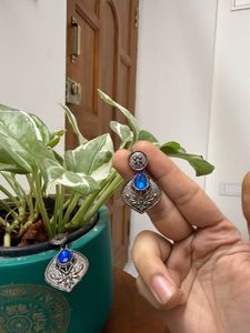 Boho Blue Gemstone Dangle Earrings