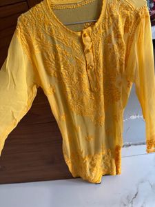 Yellow Chikankari Kurta