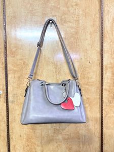 grey Handbag with Heart Charms