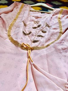 Elegant Peach Kurta with Gold Embellishments