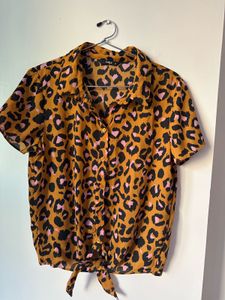 ONLY animal print shirt bottom knot