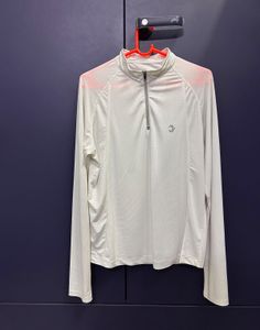 Men's White Half-Zip Pullover Top