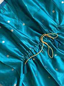 Paithani Teal Kaftan with Peacock Border Kurti