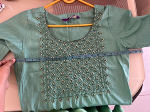 Libas Sea Green Embroidered Kurta