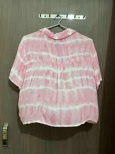 zudio Pink Tie-Dye Button-Up Shirt for L
