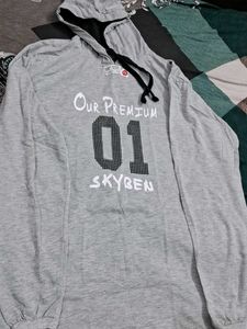 Grey Hooded Long Sleeve Top