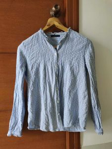 Blue Striped Ruffle Blouse💙