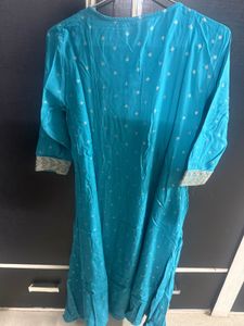 Beautiful Teal Kurta with Gold Embroidery
