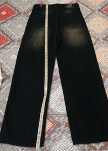 Wide Leg Black Wash Denim Jeans