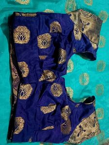 Elegant Teal &amp; Gold Banarasi Silk Saree