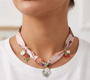 Cute Scarf Necklace with Charms