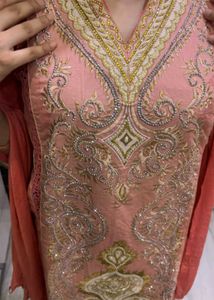 Embellished Peach Kurti set