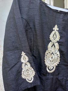 Elegant Embroidered Black Anarkali Kurti