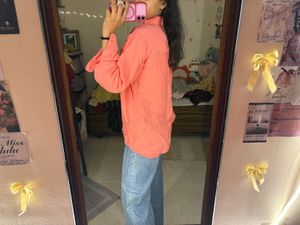 Coral Textured Collared Shirt