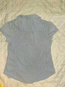 Blue Striped Button-Up Shirt