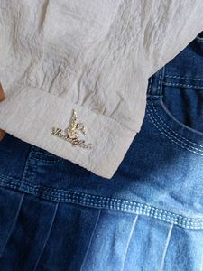 Stylish Crop Top and Denim Skirt Set