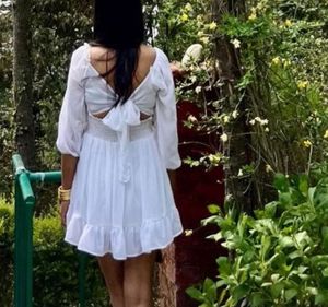 Chic White Ruffle Mini Dress
