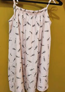 Pink Spaghetti Strap Tunic with Violin Print