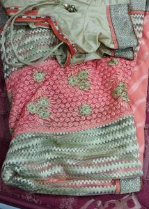 Designer Saree With Stitched Blouse (Size L 40)