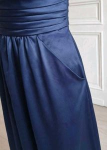 Elegant Navy Blue Strapless Maxi Dress