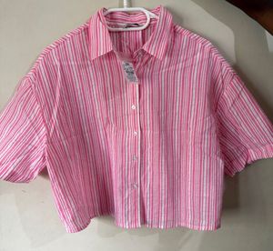 Pink &amp; White Striped Button-Up Shirt