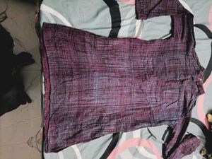Maroon Textured Kurta