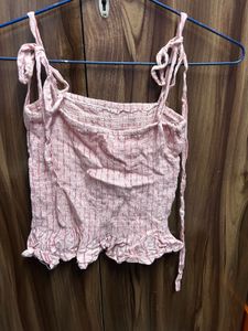 Pink Smocked Crop Top