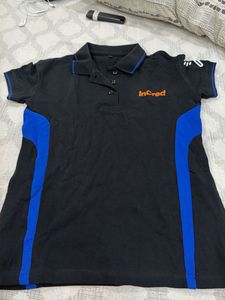 Black Polo Shirt with Blue Accents