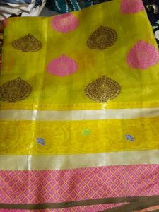 Green &amp; Pink Silk Saree