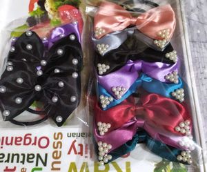 Cute Pearl Bow Hair Ties set of 5