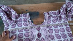 Purple Block Print Kurta With Dhoti Pants