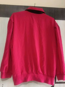 Red V-Neck Pleated Blouse