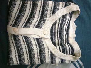 Striped Button-Up Cardigan
