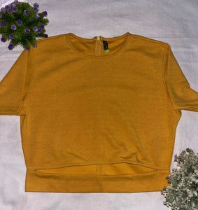 mustard yellow crop top for women (Size-L)