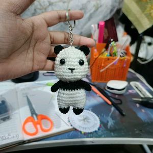 Crocheted Panda Keychain