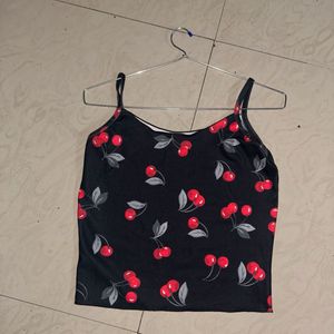 Cute Cherry Print Crop Top