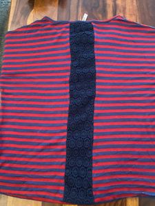 Red &amp; Blue Striped Casual Tee