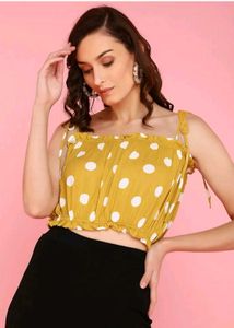 🐥Mustard Polka Dot Crop Top