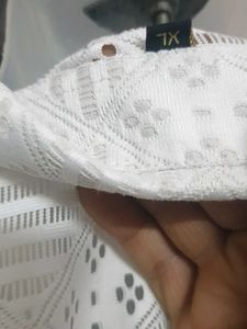 White Lace Button-Up Shirt 42 size