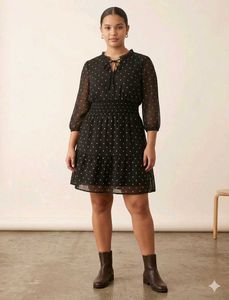 Black Polka Dot Dress - Size M