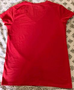 Plain red V neck T shirt