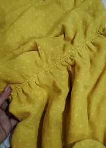 Bright Yellow Swiss Dot Midi Dress